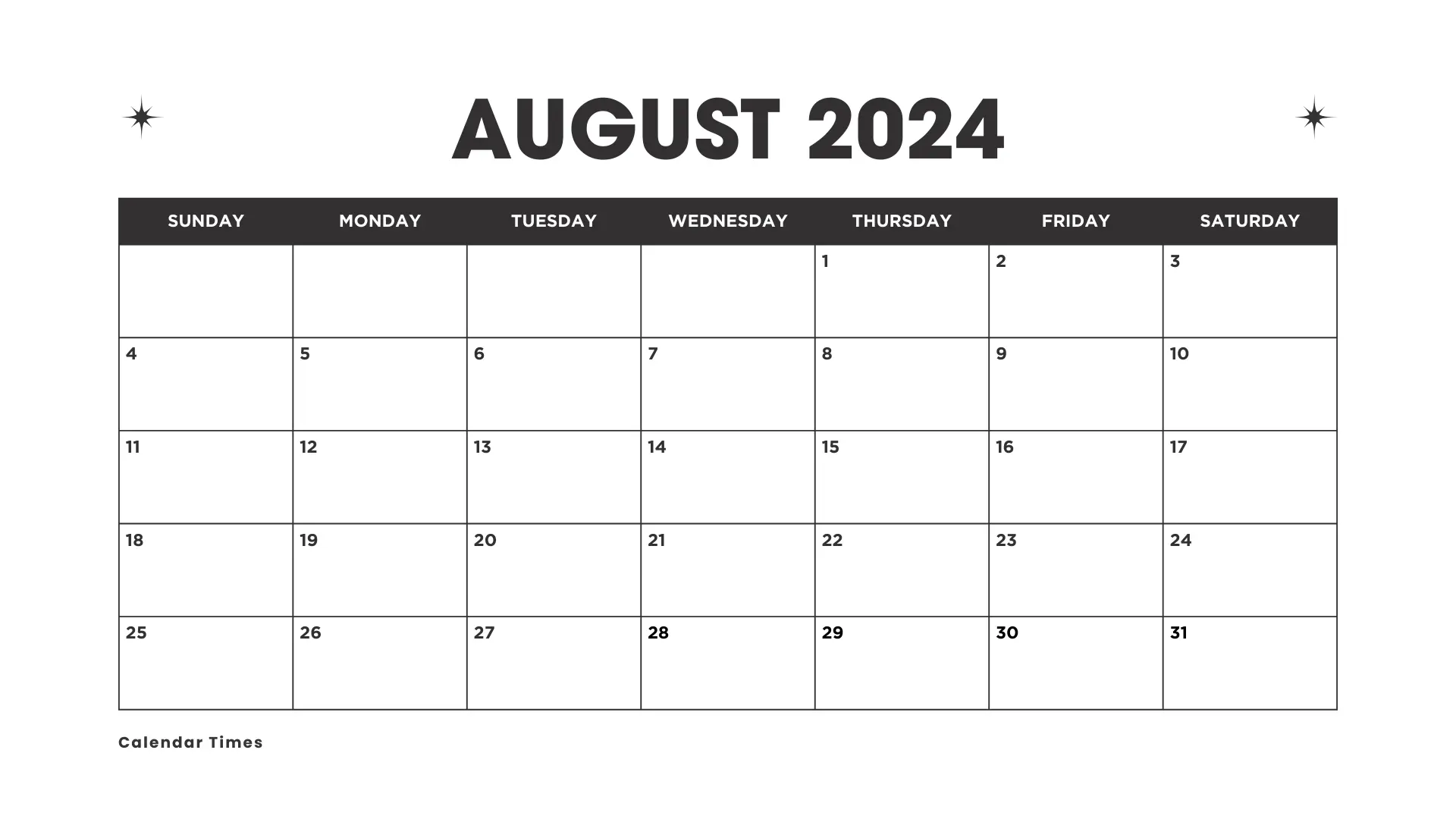 August 2024 Calendar