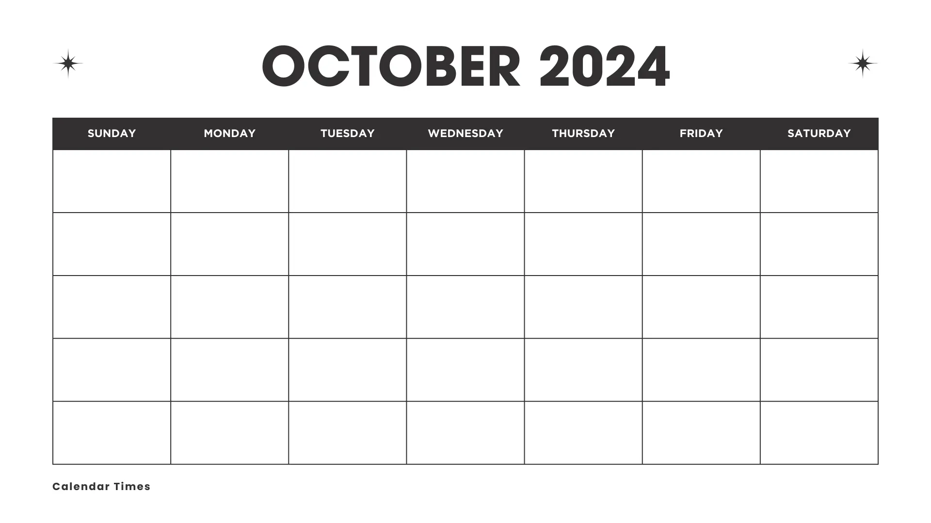 Blank October 2024 Calendar