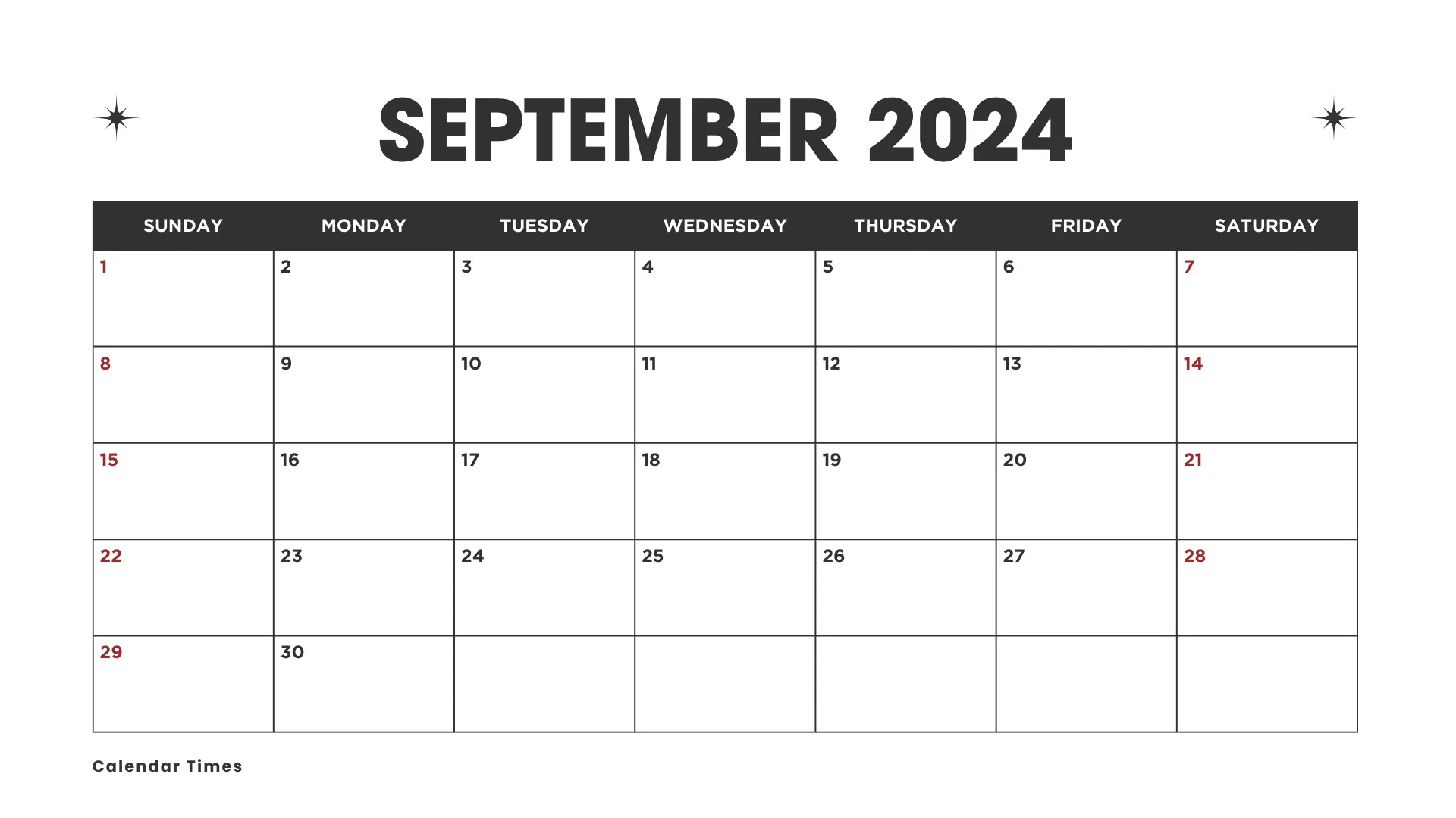 September 2024 Printable Calendar with Holidays