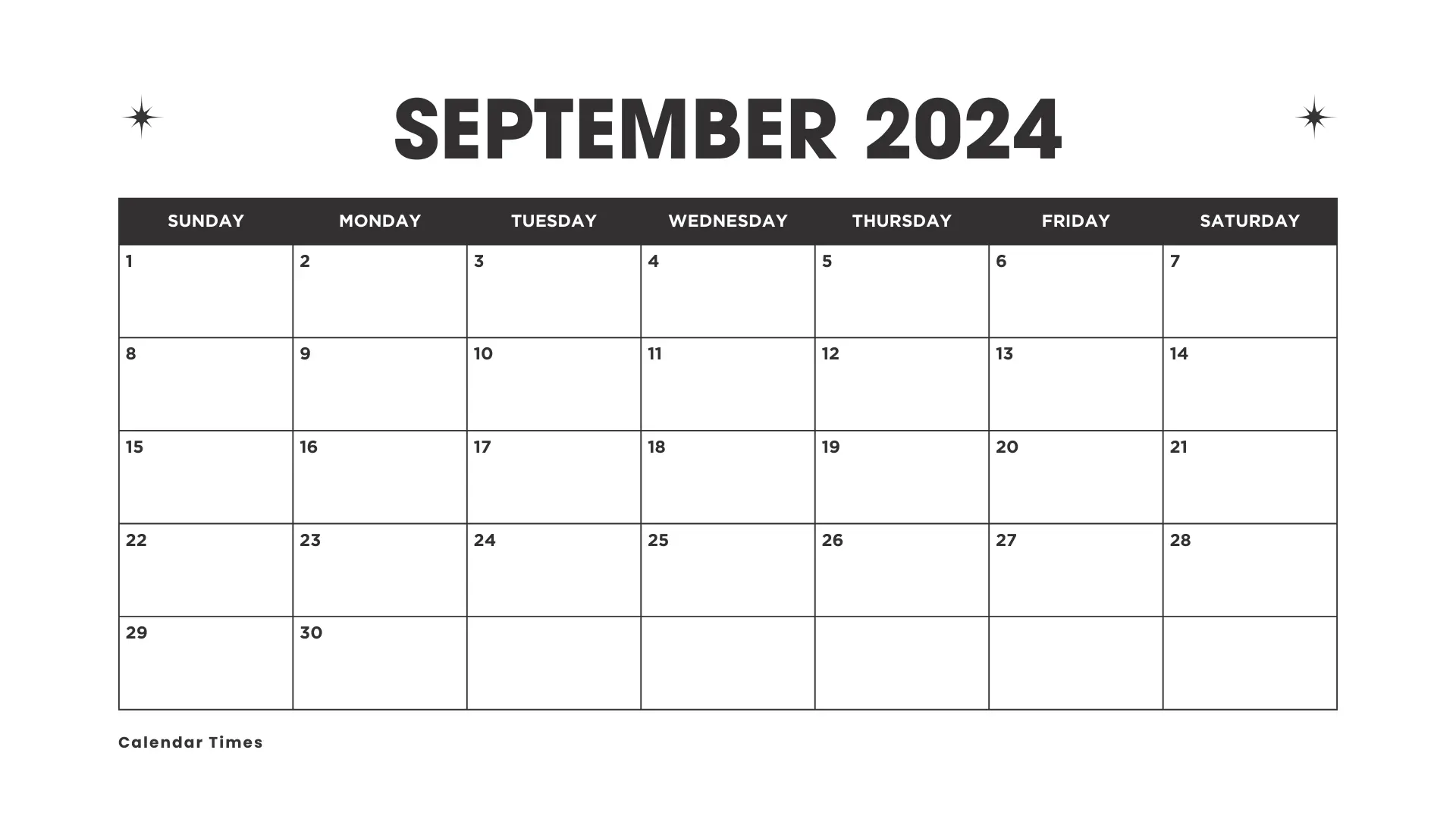 September 2024 Calendar Printable UK