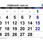 February 2025 Calendar Printable UK