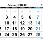 February 2026 Calendar Printable UK