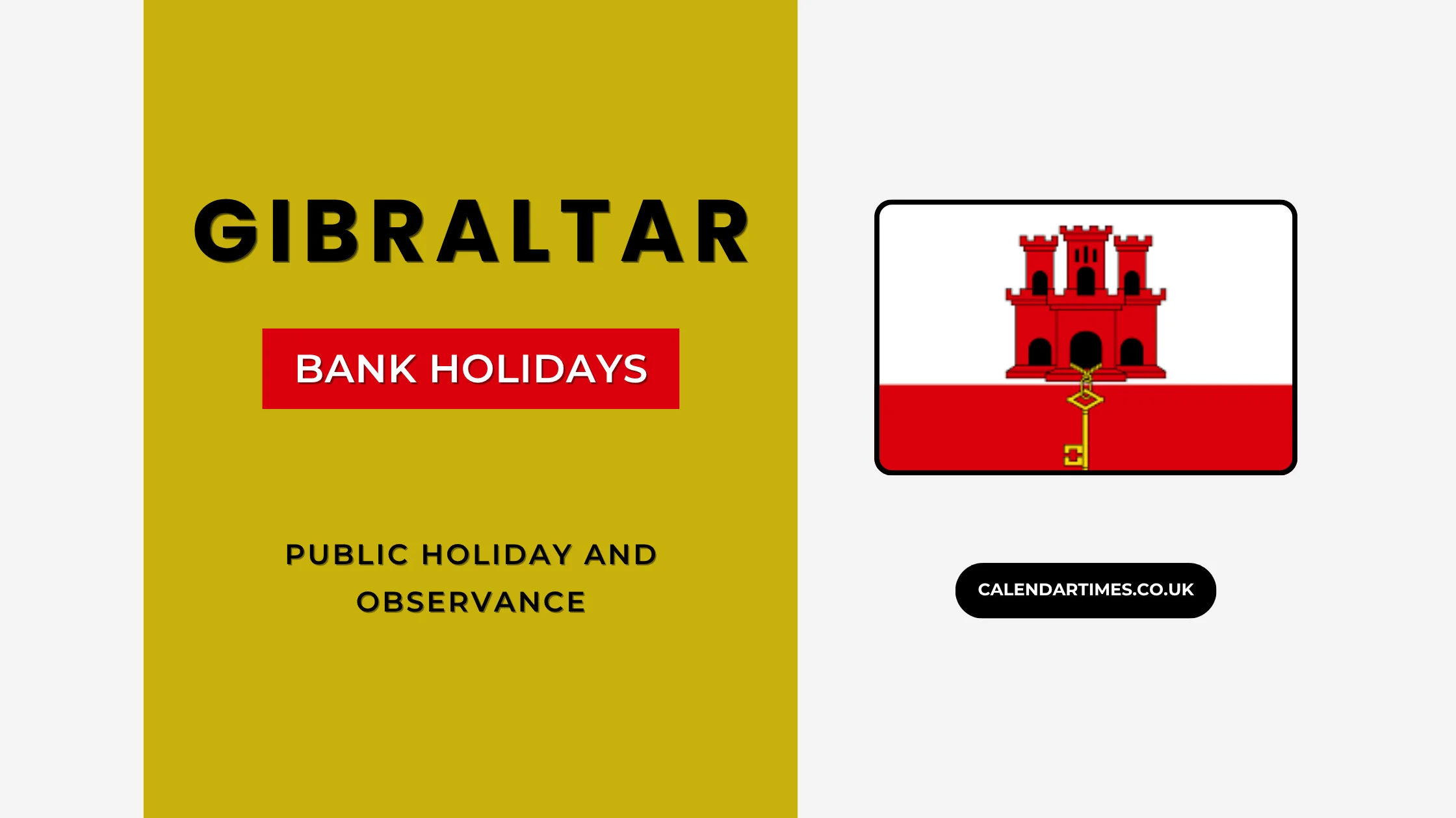 Gibraltar Bank Holidays and Calendar
