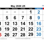 May 2026 Calendar Printable UK