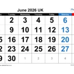 June 2026 Calendar Printable UK